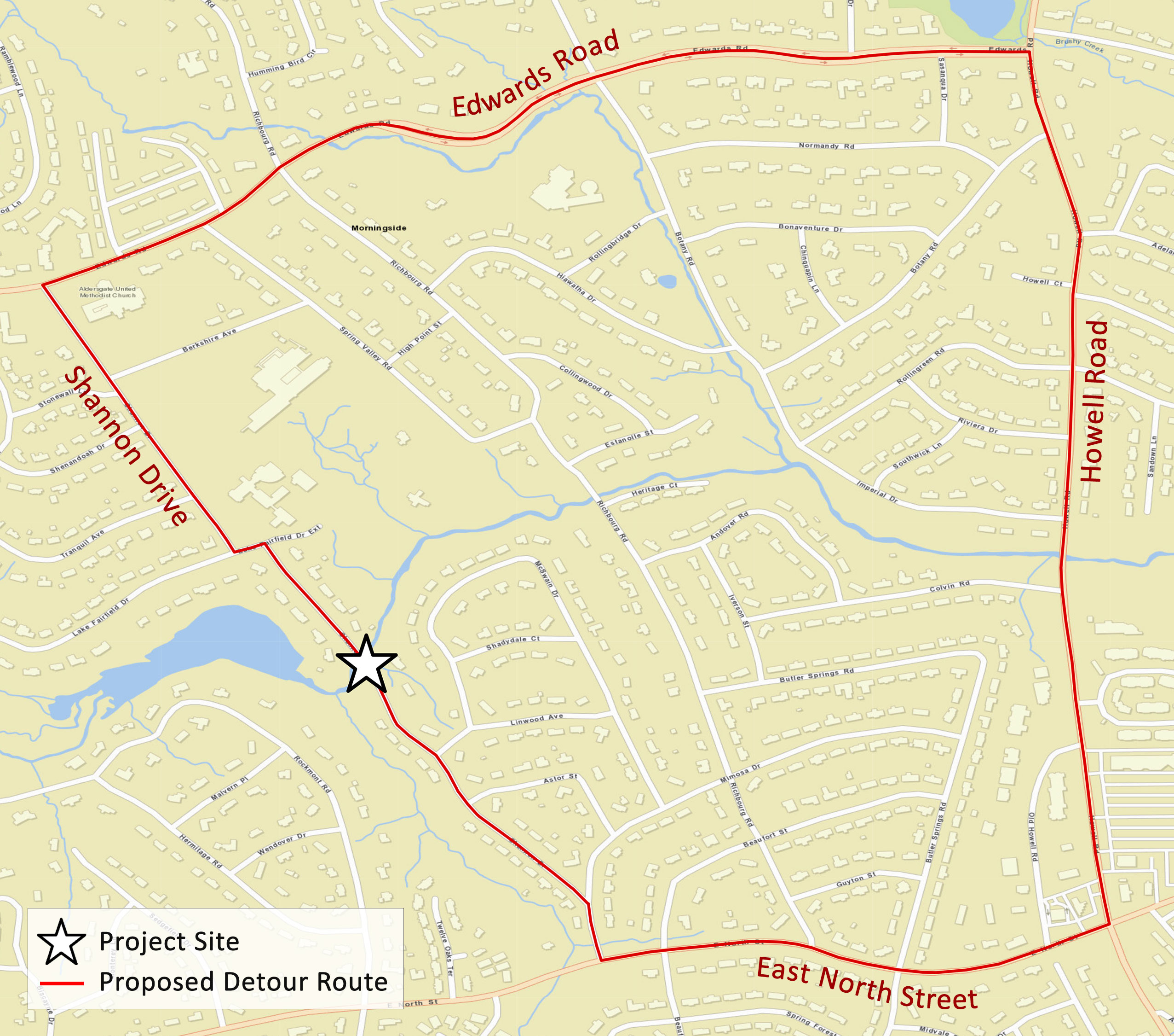 Detour map of project area