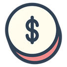 Illustration of a coin with a dollar sign