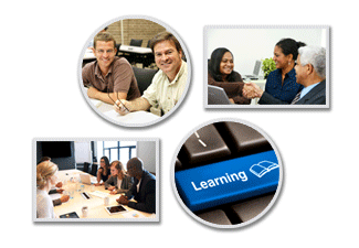 Mixed group of photos of business people