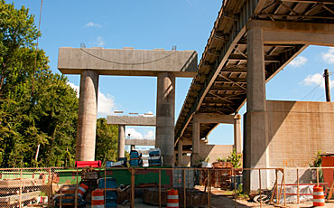 image of bridge pilings under construction