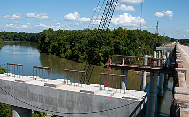 image of concrete pilings being constructed
